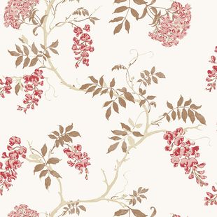 Papel de Parede Vinílico Arabesco do Tempo Vermelho e Rosa 52cm x 9,5m