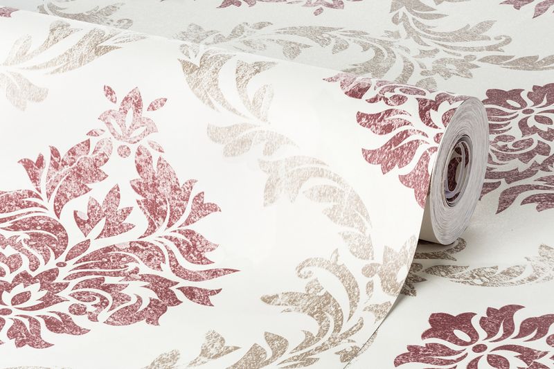 Papel-de-Parede-Vinilico-Floral-do-Tempo-Vermelho-e-Marrom-52cm-x-95m