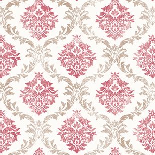 Papel de Parede Vinílico Floral do Tempo Vermelho e Marrom 52cm x 9,5m