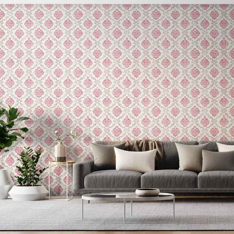 Papel-de-Parede-Vinilico-Floral-do-Tempo-Vermelho-e-Marrom-52cm-x-95m
