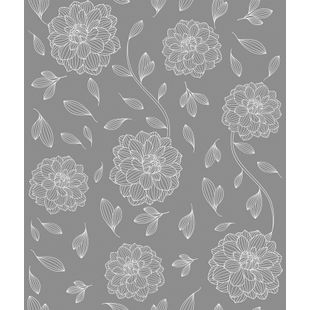 Papel de Parede Vinílico Relevo Floral Cinza 52cm x 9,5m