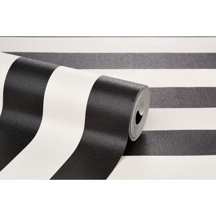 Papel de Parede Vinílico Listras Preto e Azul 52cm x 9,5m