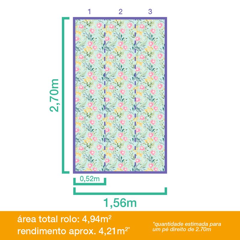 Papel-de-Parede-Vinilico-Floral-Aquarela-Rosa-e-Verde-52cm-x-95m