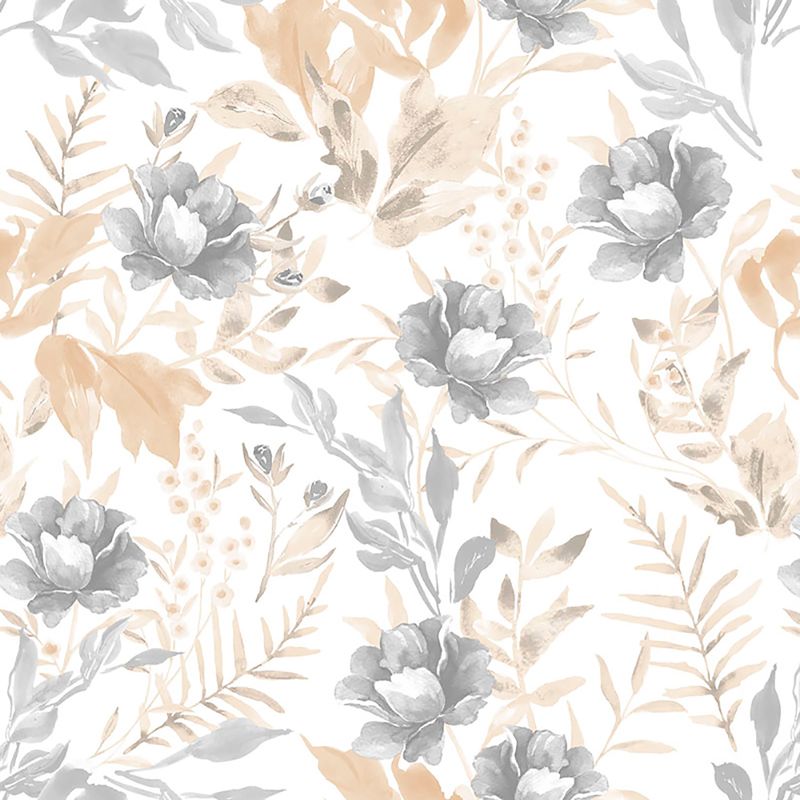 Papel-de-Parede-Vinilico-Floral-Aquarela-Cinza-e-Bege-52cm-x-95m
