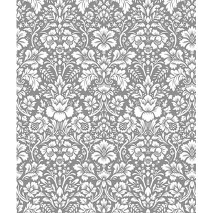 Papel de Parede Vinílico Arabesco Metalizado Cinza e Branco 52cm x 9,5m