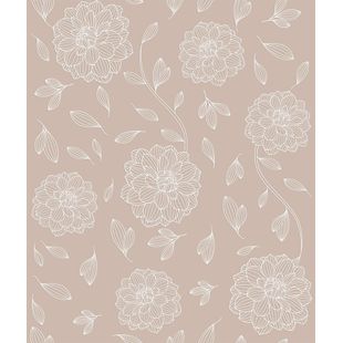 Papel de Parede Vinílico Relevo Floral Bege 52cm x 9,5m