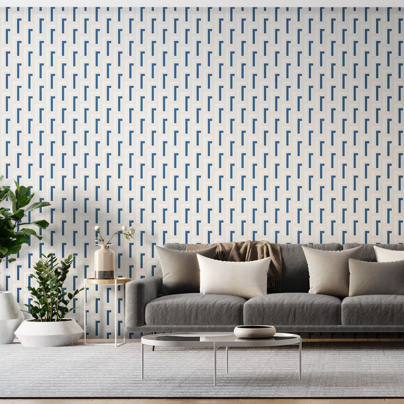 Papel-de-Parede-Vinilico-Linha-Dupla-Azul-Marinho-e-Laranja-52cm-x-95m