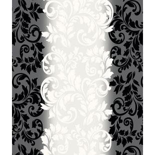 Papel de Parede Vinílico Arabesco Degradê Preto e Branco 52cm x 9,5m