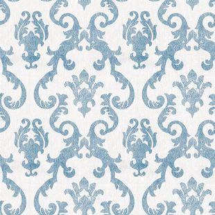 Papel de Parede Vinílico Damask Real Azul e Branco 52cm x 9,5m