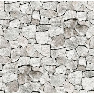 Papel de Parede Vinilizado Pedras Cinza e Branco 52cm x 9,5m