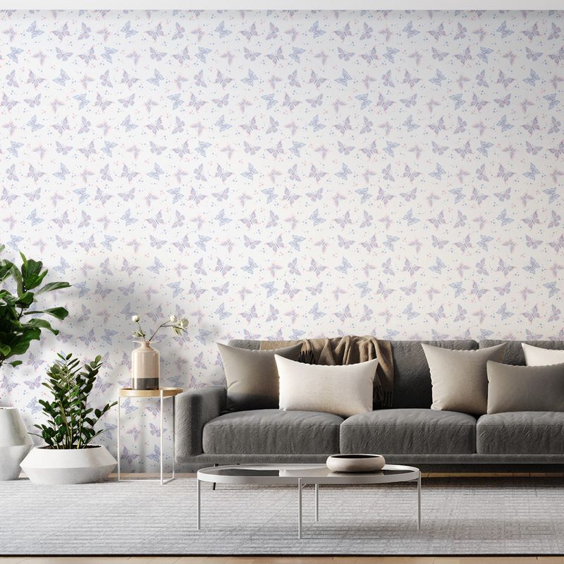 Papel-de-Parede-Vinilizado-Borboletas-Vetor-Rosa-e-Lilas-52cm-x-6m