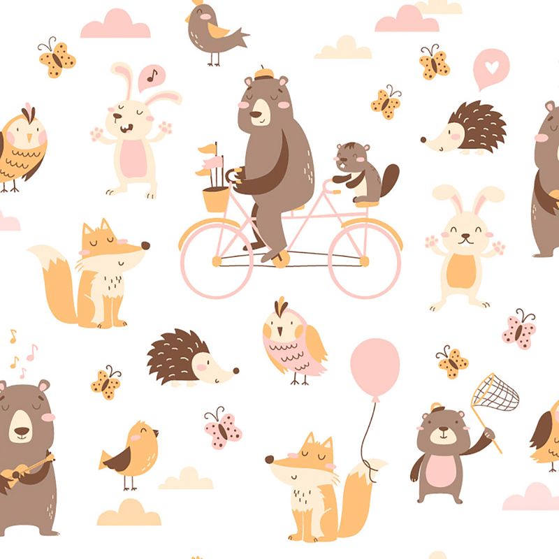 Papel-de-Parede-Vinilizado-Urso-Bike-Rosa-e-Bege-52cm-x-95m