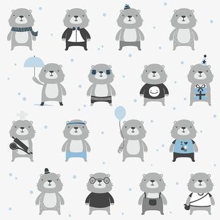 Papel de Parede Vinilizado Urso o Personagem Cinza e Azul 52cm x 9,5m