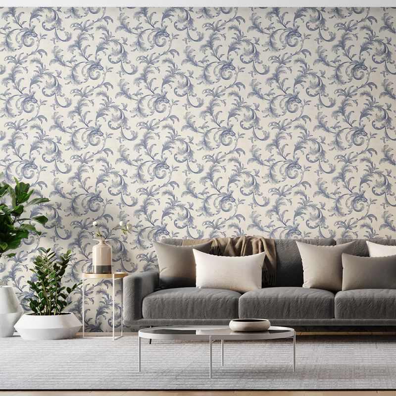 Papel-de-Parede-Vinilico-Arabesco-Nouveau-Azul-e-Bege-52cm-x-95m