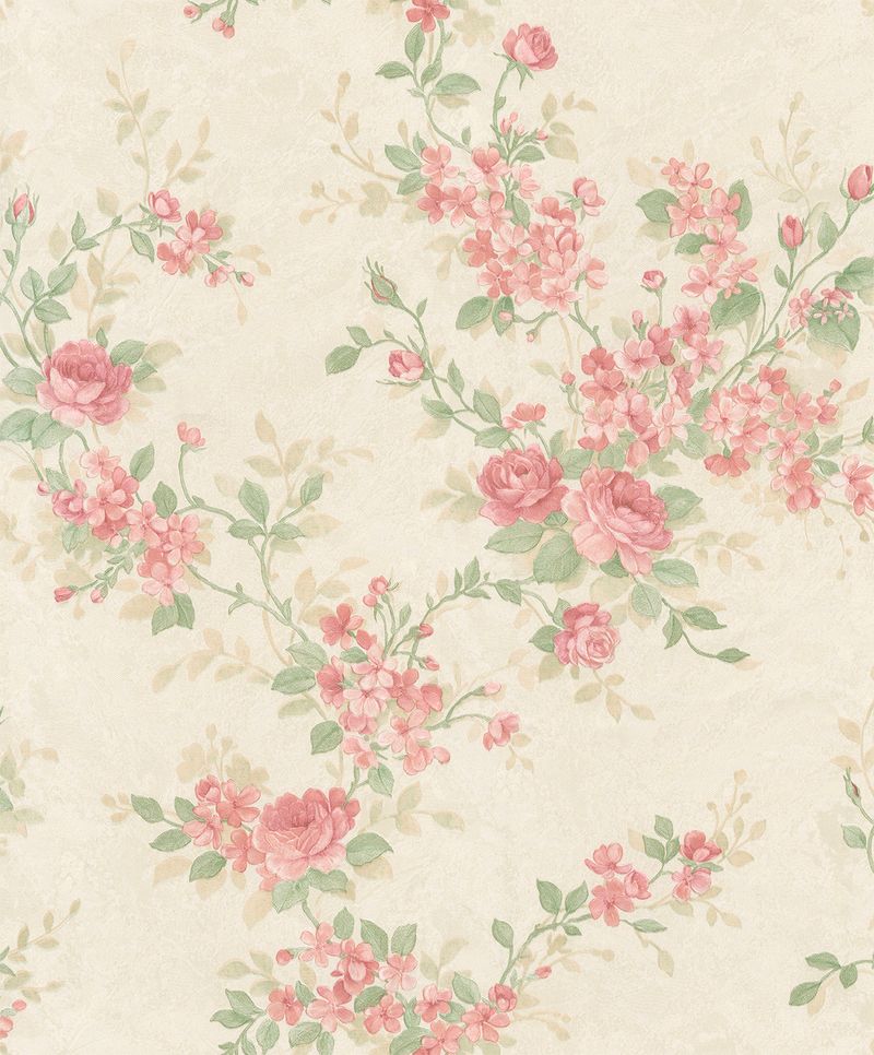 Papel-de-Parede-Vinilico-Floral-Provinciano-Bege-e-VermelhoI--52cm-x-95m