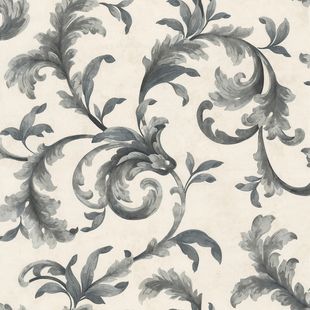 Papel de Parede Vinílico Arabesco Nouveau Preto e Bege 52cm x 9,5m