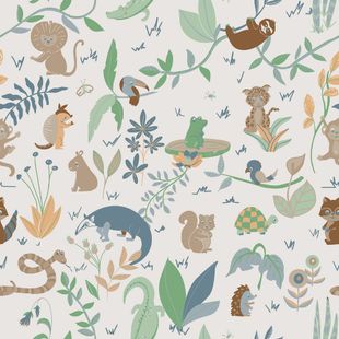 Papel de Parede Vinílico Selva Azul e Verde 52cm x 9,5m