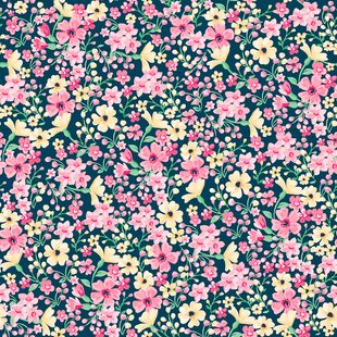 Papel de Parede Vinílico Clássico Moderno Floral Preto e Rosa 52cm x 9,5m