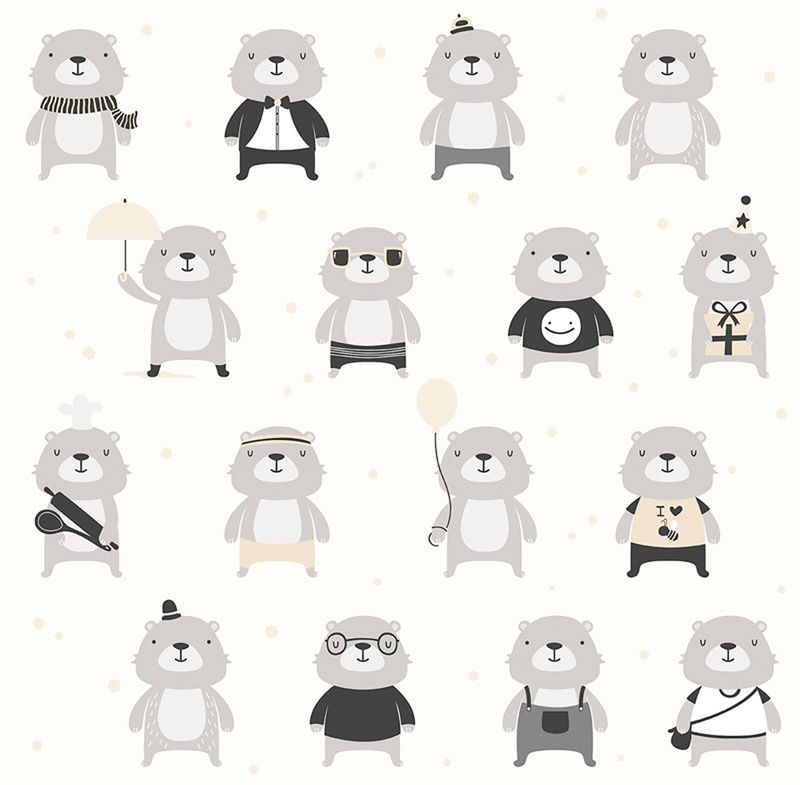 Papel-de-Parede-Vinilizado-Urso-o-Personagem-Cinza-e-Preto-52cm-x-95m