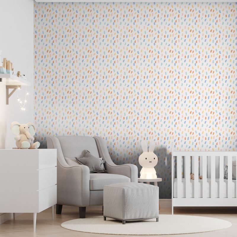 Papel-de-Parede-Vinilico-Mini-Pinceladas-amarelo-azul-e-vermelho-52x1000