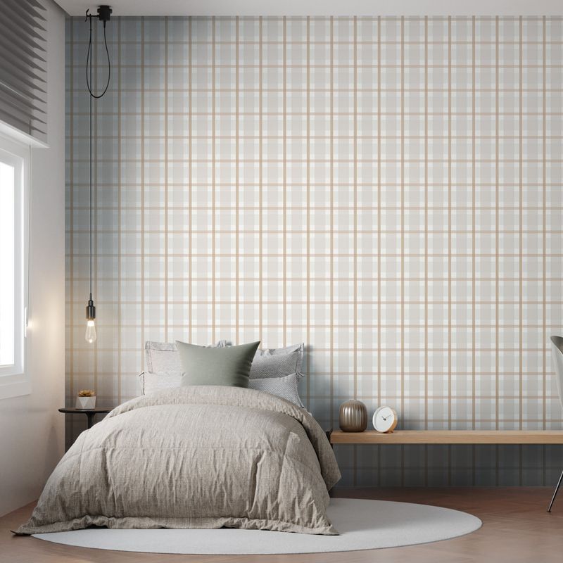 Papel-de-Parede-Vinilico-Xadrez-quadros-cinza-claro-e-marrom-52x1000