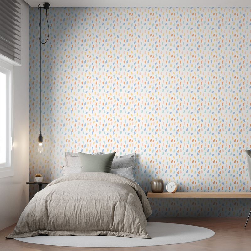 Papel-de-Parede-Vinilico-Mini-Pinceladas-amarelo-azul-e-vermelho-52x1000
